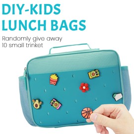 Uxeqtop Kid Insulated Lunch Bag Cute Lunch Box Reusable Lunch Tote for School Picnic Birthday Gifts for Boy(Blue)