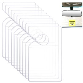 JJUNW 10 Pcs Clear Parking Permit Holder, Car Vertical Parking Lot Pass Rear View Mirror Hanger, Vehicle Parking Pass Hang Tag Holder, for Car Passes Stickers and Permits (7.7cm x 12.7cm/3 x 5in)
