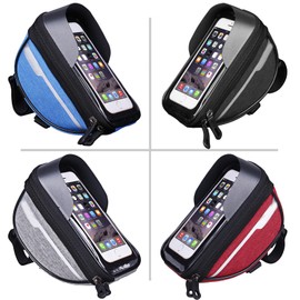 Boxonly Newest Hard Casing Bike Bag, Lightweight and Durable Waterproof Phone Holder in Red, Sensitive Touchscreen for Phones up to 6.4 inches, Perfect Bike Accessories - 7"x4" / 18x10 cm