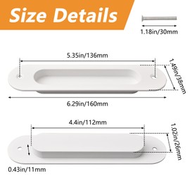 MOROBOR Double Sided Handle, 2pcs Oval Embedded Sliding Barn Door Handles and Pulls Aluminum Alloy Modern Simple Door Pull Handle for Sliding Barn Drawer Cupboard Wardrobe (White)
