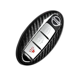 Q1-TECH, Black Real Carbon Fiber Finish Key Fob Cover Case Compatible With Nissan 350Z 370Z Altima Sentra Maxima Rogue Armada Pathfinder Infiniti Keyless Entry Remote
