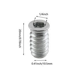 YHXiXi 30PCS 1/4inch-20 x 20mm Threaded Insert Hex Drive Screw in Nut Furniture Connector Fastener Set with Hex Spanner and Drill Bit Suitable for Cabinetry Table Chair Wooden Handicrafts