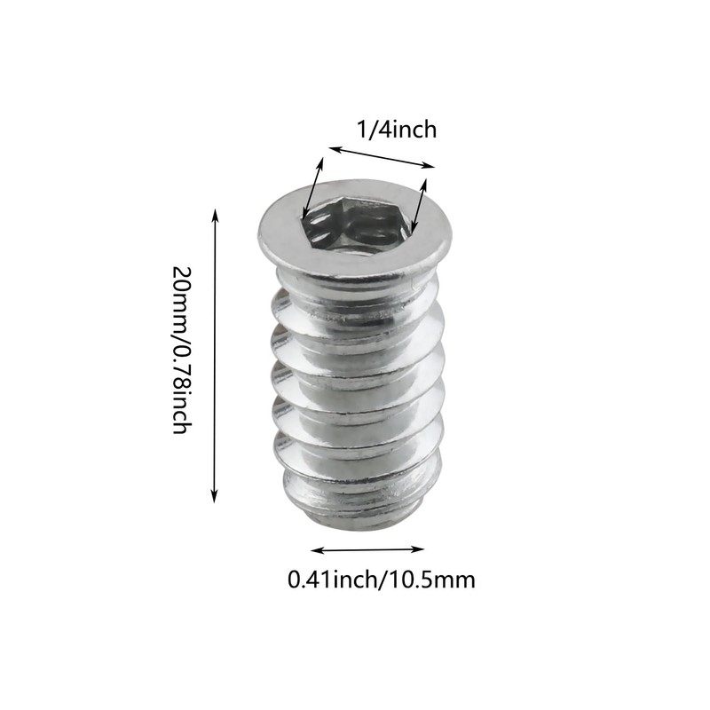 YHXiXi 30PCS 1/4inch-20 x 20mm Threaded Insert Hex Drive Screw