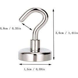 SZKKQKJ Magnetic Hooks, 8 Magnetic Hooks, Super Strong Magnets with Hooks, Extra Strong Magnetic Hooks, Large Magnetic Holder, Kitchen Use