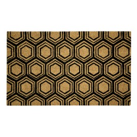 MSI Black Hexagon Coir Doormat 22 inch x 36 Inch Heavy Duty Mat, Indoor and Outdoor Doormat, Water Resistant, Easy Clean Mats for Entry, Garage, Patio, High Traffic Areas, Black - Beige