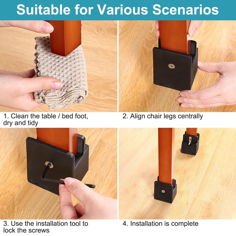 SciFiVisi Set of 4 Furniture Raisers, 10 cm, Adjustable Table