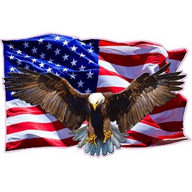 Soaring Bald Eagle American Flag Wall Decor Decal X Large is 36.0" in Size