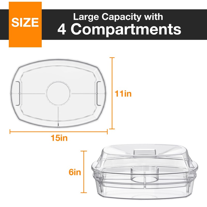 Newbro Chilled Veggie Tray with Lid, Shrimp Cocktail Serving Dishes