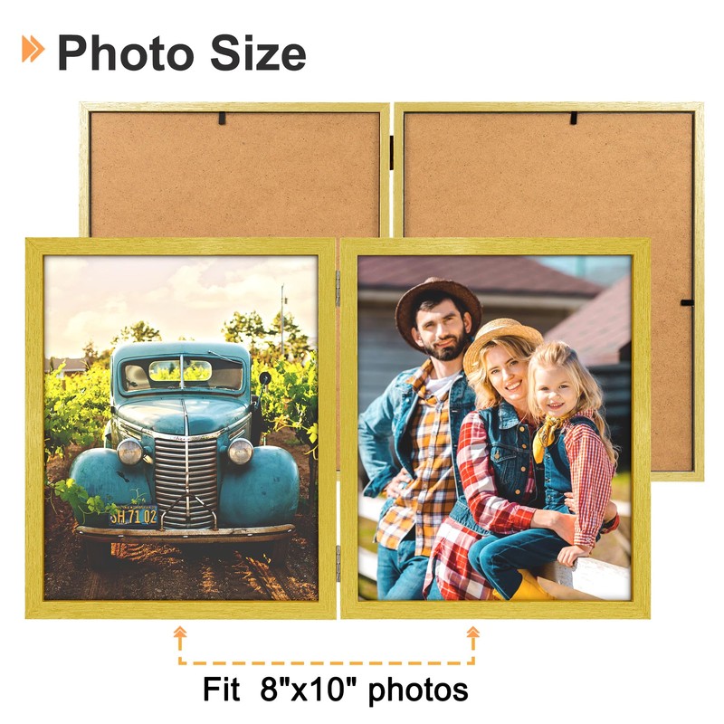 AEVETE 8x10 Picture Frames Double Hinged Wood Folding Photo Frames
