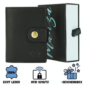 Slim Wallet with Coin Compartment and RFID Protection Cowhide Leather Wallet for Men Mini Wallet for Men, black, Classic