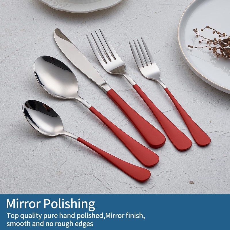 Onlycooker Red Silverware Set 20 Piece 18/0 Stainless Steel Flatware
