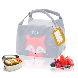 shallyong Lunchtasche Kinder, Kühltasche Klein, Lunchbox Tasche, Lunch Bag, Thermotasche, Isolierte Thermische, Einfaches Design, für Schule, Arbeit, Picknick (Fuchs)