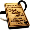 Lieblingsmensch Wooden Keyring with Whistle on Valentine's Day, walnut