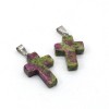 none 1PC, 3D Genuine Cross Ruby Zoisite Gemstone Pendant With