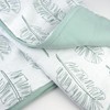 HonestBaby Light Weight Reversible Quilted Blanket, Jumbo Leaf Sage, One