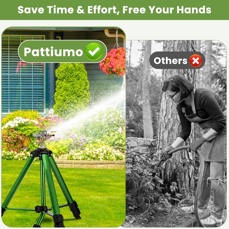 Pattiumo Sprinklers for Yard, 360° Tripod Sprinklers for Yard Large