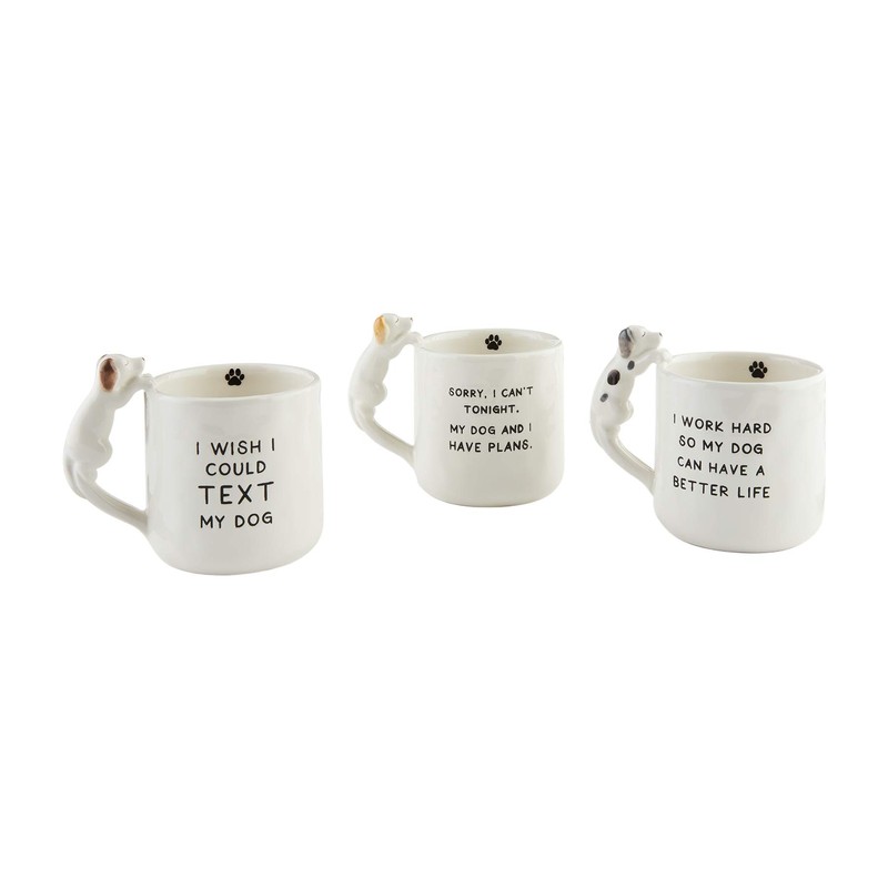 Mud Pie Boxed Dog Mugs, 12 oz, Work Hard