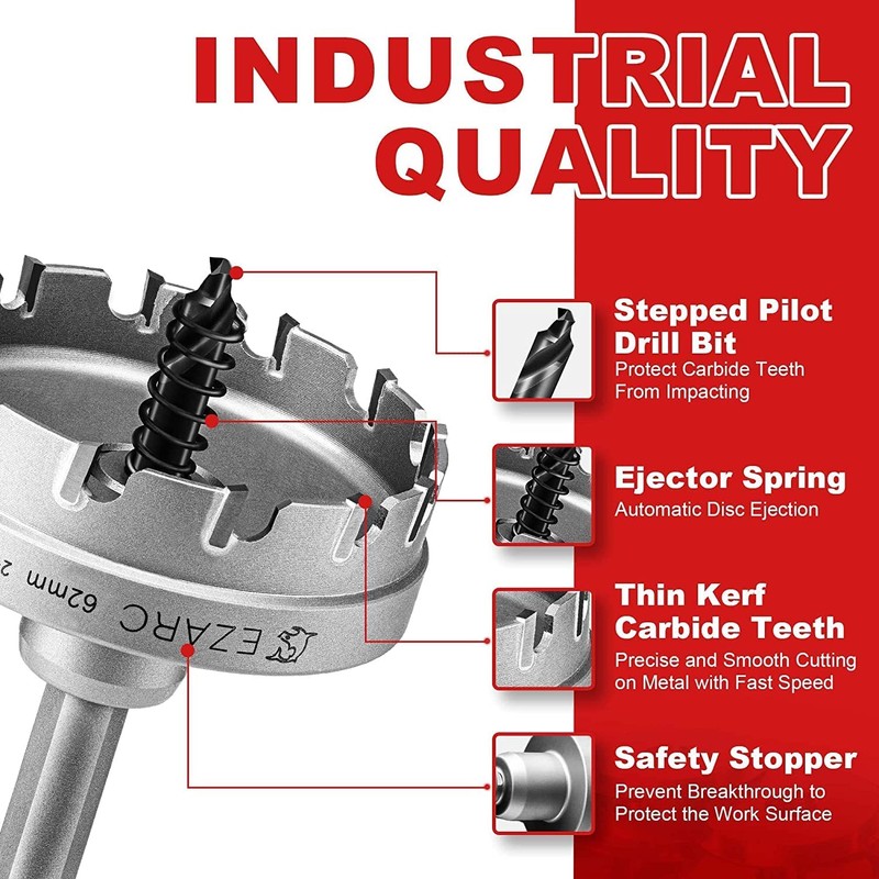 EZARC Carbide Hole Saw Heavy Duty, Hole Cutter for Stainless