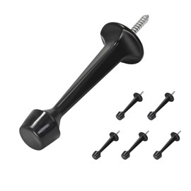 HOMOTEK 6 Pack Heavy Duty Solid Rigid Door Stop with Soft Rubber Tip, Zinc Die Cast Door Stopper Protect Wall & Door, Black