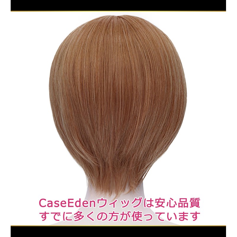 CaseEden 6009 Premium Smooth Short Bob Cosplay Wig, Brown, Brown