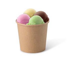 BIOZOYG 50 x Cardboard Ice Cream Cups, 250 ml, Brown, Disposable Cups, Plastic-Free and Biodegradable – Dessert Bowl To-Go Cups