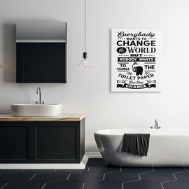 Stupell Industries Be The Change Funny Toilet Paper Vintage Washroom, Design by Lettered and Lined