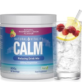 Natural Vitality Calm Magnesium Powder Supplement | Relaxing Drink Mix | High Strength Magnesium Carbonate | for Women & Men | Vegan | Natural Raspberry-Lemon Flavour | 200g