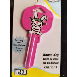 PINK COOL IT'S HAPPY BUNNY KWIKSET KW1/KW10 KEYBLANK (DISCONTINUED)