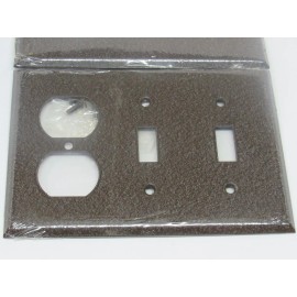 Mulberry 2 LOT Mulberry Wrinkle Brown Steel 1-DUPLEX , 2-TOGGLE / Wall Switch Plate Cover