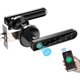 AILRINNI Cerradura Electrónica Inteligente - Cerradura para Puerta 4 en 1 Huella Digital/TuYa APP/Contraseña/Llave Mecánica Digital Electrónica Facil de Instalar Segurida para puerta