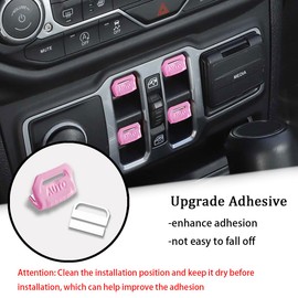 4PCS Metal Window Switch Button Covers Window Switch Knob Trim Protector Compatible with Jeep Wrangler JL JLU 2018-2025 Gladiator JT 2020-2025 Trim Interior Accessories (Pink)