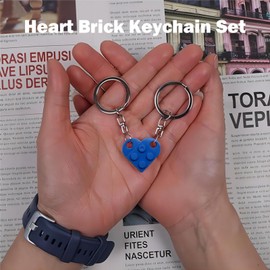 2pcs Brick Matching Heart Keychain Set Best Friend Keychain for Friendship Boyfriend Girlfriend BFF Heart Key Ring Set Couples Matching Stuff Gifts for Valentines Birthday Anniversaries（Dark Blue）