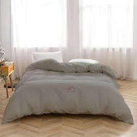 Cotton Duvet Cover Western King 120X120 Size, Silver Grey Solid Comforter Cover Bedding 1 Pieces Duvet Cover Solid Color and Ultra Soft with Zipper Closure, 4 Corner Ties, Simple Bedding Style,