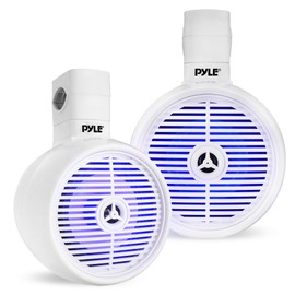 PyleUsa 6.5” Waterproof Off-Road Speakers - 200W 2-Way Marine Wakeboard Tower Sound System w/ LED Light, Full Range Outdoor Stereo Speaker for Car, ATV, UTV, Jeep, Boat, Includes Brackets (White)