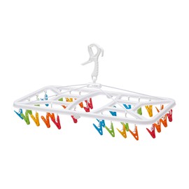 CBJAPAN Laundry Clothes Drying Hanger, Colorful Pinch, Resin Frame, 32 Pinch, Catch Hook Type, Kogure