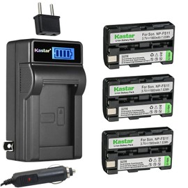 Kastar 3-Pack NP-FS11 Battery and LCD AC Charger Compatible with Sony CCD-CR1, CCD-CR5, DCR-PC1, DCR-PC2, DCR-PC3, DCR-PC4, DCR-PC5, DCR-TRV1VE, DSC-F505, DSC-F505V Cmaeras