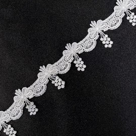 xingmo 7 Yards Lace Edge Trim Ribbon Embroidered Lace Trim Lace Edge Trim Floral Lace Ribbon 4 cm Wide (White)