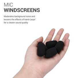 kwmobile Microphone Windscreen Compatible with Various Microphones - 5 x Foam Covers 2 x 3.2 x 1 cm Black