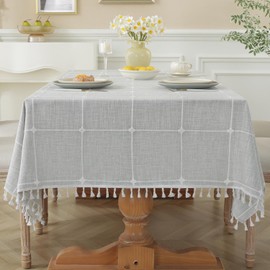 Laolitou Waterproof Tablecloths Rustic Tablecloth Cotton Linen Grey Table Cloths for Kitchen Dining,Party,Holiday,Christmas,Buffet,55"x55", 4 Seats