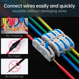 GKEEMARS 20 Pcs Wire Connector, 1 Conductor Compact Wire Splicing Connectors for Circuit Inline 24-12 AWG (Blue)