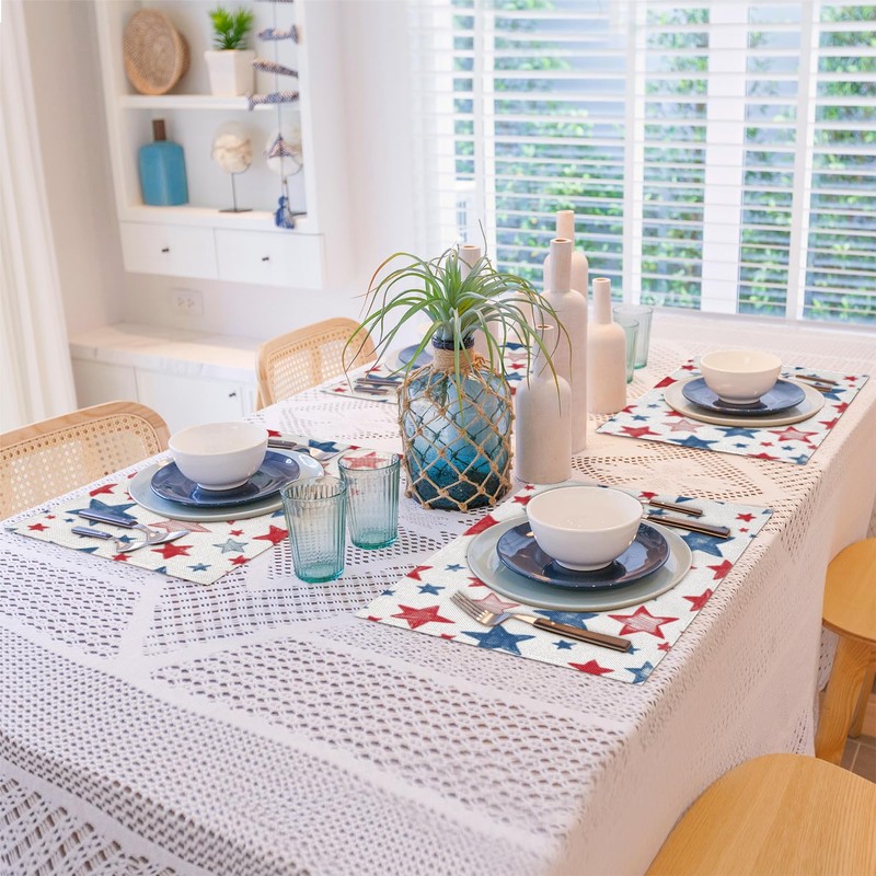 Linen Placemats Set of 6, Table Mats 12 x 18