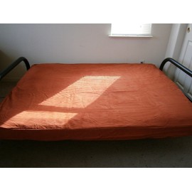 OctoRose Twin Size 3 Side Zipper Classic Soft Micro Suede Rust Futon Cover/Slipcover/Sofa DayBed Mattress Cover Couch Protector (Cover ONLY) (Rust/Brick, Twin Size)