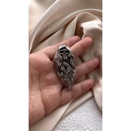 Unbranded Stainless Steel 316 Casting Oxidized Pendant Hairy skull No-Tarnish lifetime