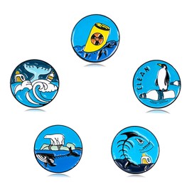 Funny Enamel Pins Set Protect Earth Ocean Environmental Planet Lapel Pin Brooch Badges Funny Pins for Backpacks Badges Jackets Hats Accessories for Women Men (Ocean Set)