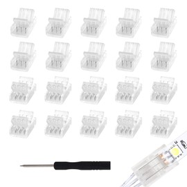 20Pcs 3 Pin 8mm LED Strip Connectors Gapless Solderless Strip to Wire Connector for 8mm Waterproof and Non-Waterproof WS2811 WS2812B IC RGB LED Strip Lights