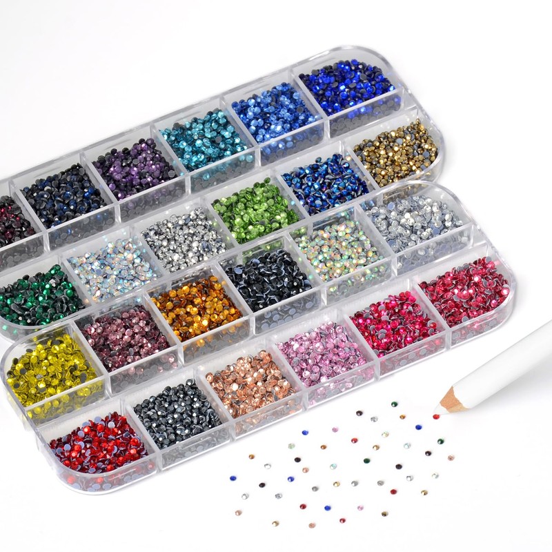 LPBeads Glass Hotfix Rhinestones Bulk SS6 14400pcs 24 Colors Hotfix