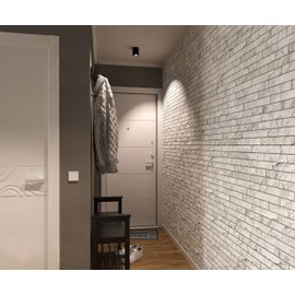 Dundee Deco White Grey Faux Stone PVC 3D Wall Panel, 3.2 ft X 2.1 ft (99cm X 65cm), Interior Design Wall Paneling Decor, Total Coverage 6.9 sq. ft. (0.6 sq. m)