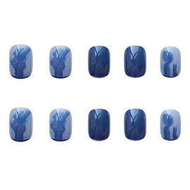 BHIDENAW Nail Tips, 24 Pieces, Nail Tips, Short, Spring and Summer, Popular Japanese Style, Cute, Simple, Stylish, Coming of Age Ceremonies, Weddings, Parties, Nail Seal, Bridal Nails, Glossy, False