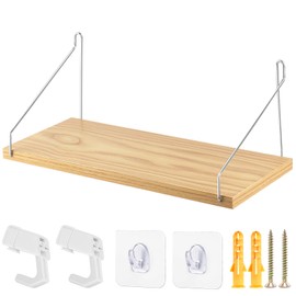 YOYAI Wall Shelf, Wall Shelf, For Rent, Wall Shelf, Display Shelf, Won't Damage Walls, DIY Shelves, Wall Shelves, No Drilling Wall Rack (11.8 inches (30 cm), Natural)