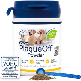 ProDen PlaqueOff Powder for Dogs & Cats, Tartar & Bad Breath Remover 100% Natural Teeth Cleaner and Plaque Remover 60 g